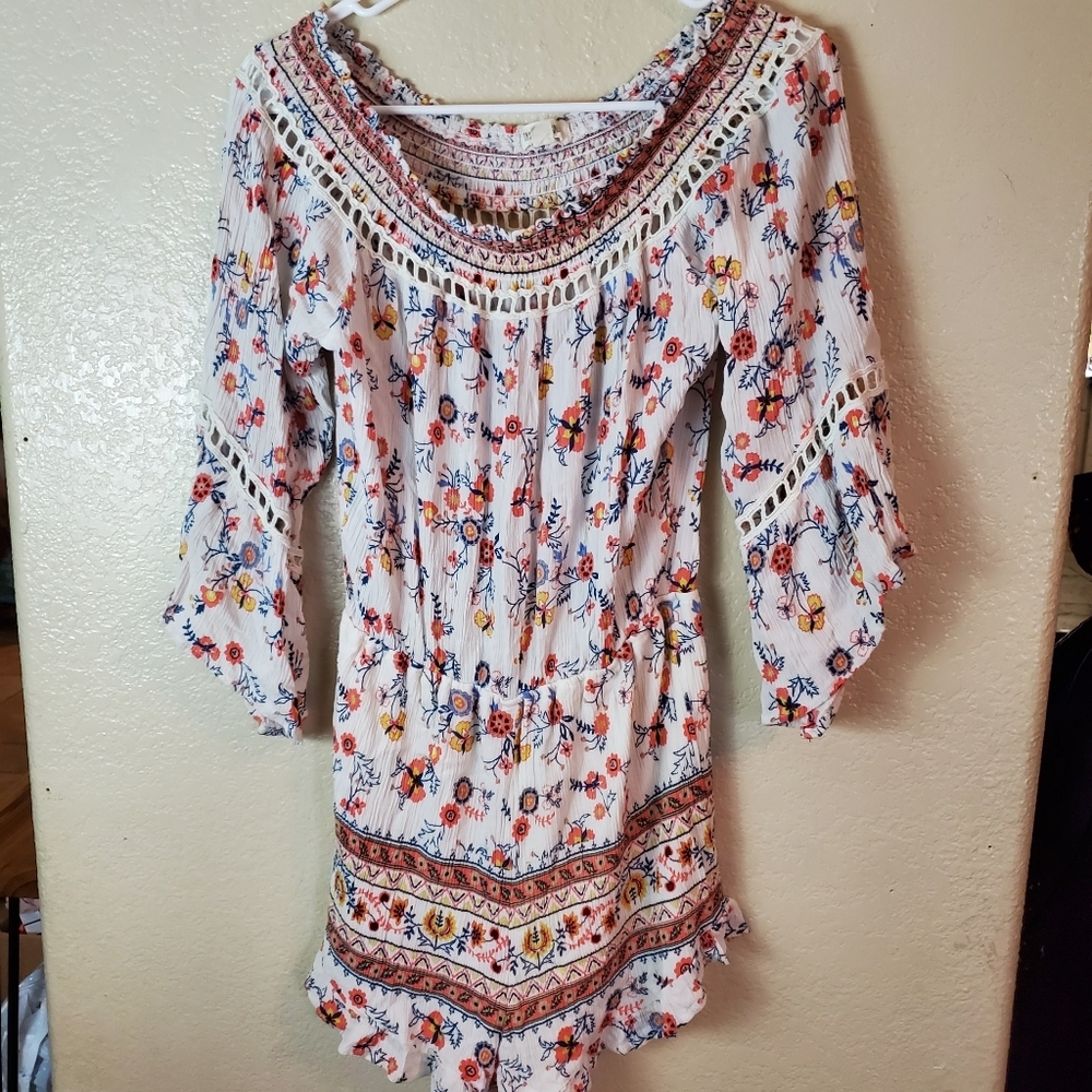 Taylor and Sage Floral Boho Hippie Romper